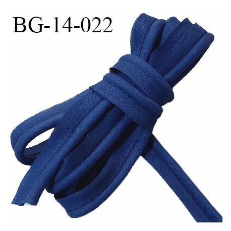 Passepoil 14 mm couleur bleu largeur 14 mm avec lien cordon coton intérieur 3 mm prix au mètre