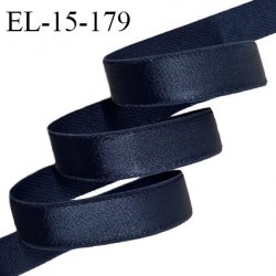 Elastique lingerie 15 mm haut de gamme couleur bleu nuit tirant vers le noir brillant fabriqué en France prix au mètre