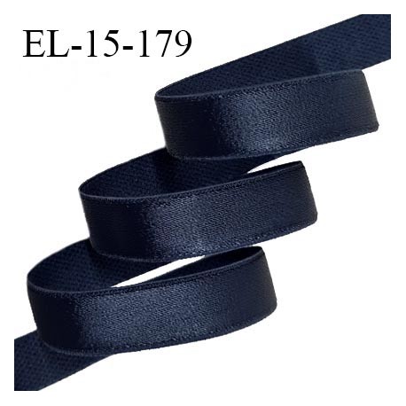 Elastique lingerie 15 mm haut de gamme couleur bleu nuit tirant vers le noir brillant fabriqué en France prix au mètre