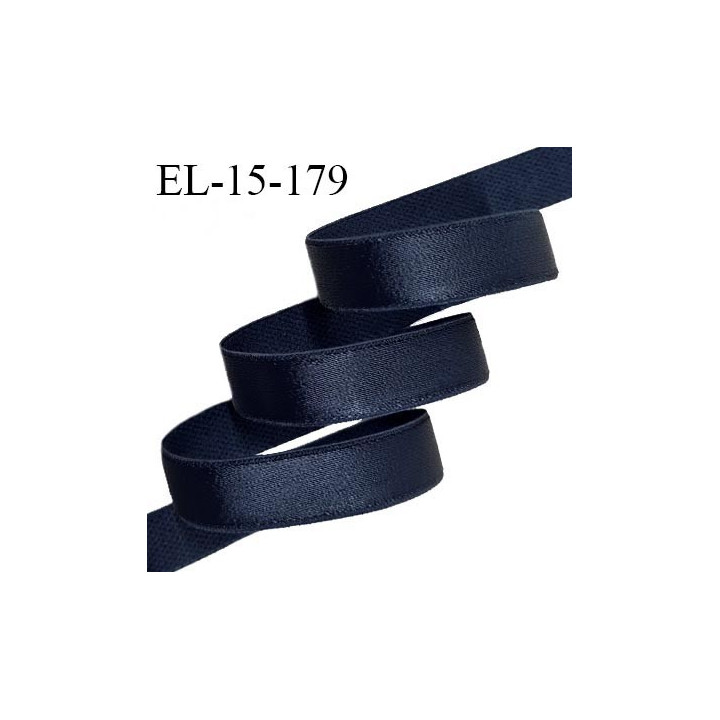 Elastique lingerie 15 mm haut de gamme couleur bleu nuit tirant vers le noir brillant fabriqué en France prix au mètre