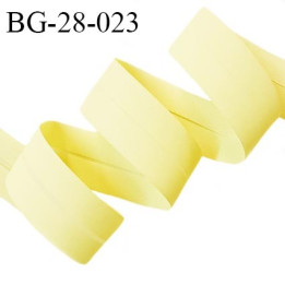Biais plié 28 mm synthétique couleur jaune pâle largeur 28 mm 2 rebords pliés à l'intérieur de 14 mm prix au mètre