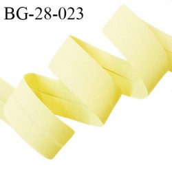 Biais plié 28 mm synthétique couleur jaune pâle largeur 28 mm 2 rebords pliés à l'intérieur de 14 mm prix au mètre