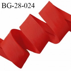 Biais plié 28 mm synthétique couleur rouge largeur 28 mm 2 rebords pliés à l'intérieur de 14 mm prix au mètre