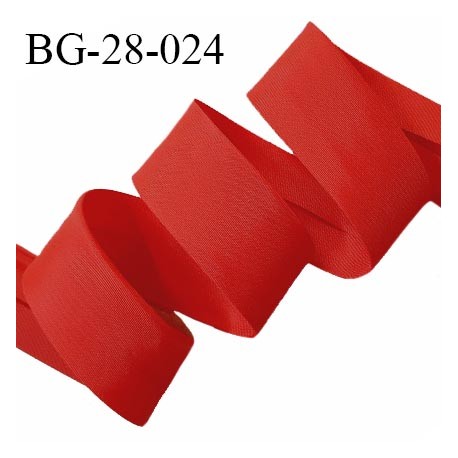 Biais plié 28 mm synthétique couleur rouge largeur 28 mm 2 rebords pliés à l'intérieur de 14 mm prix au mètre
