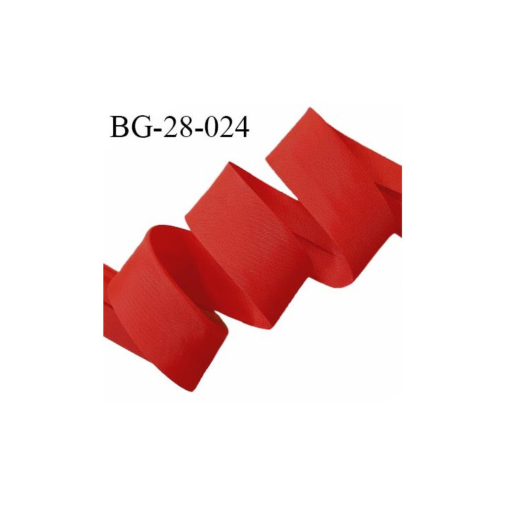 Biais plié 28 mm synthétique couleur rouge largeur 28 mm 2 rebords pliés à l'intérieur de 14 mm prix au mètre