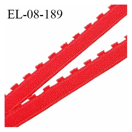 Elastique picot 8 mm haut de gamme couleur rouge largeur 8 mm allongement +200% prix au mètre