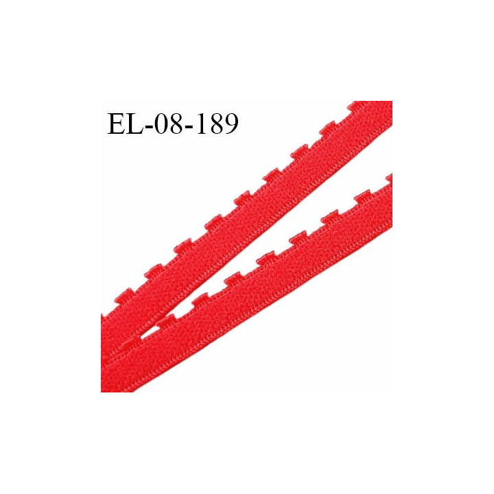 Elastique picot 8 mm haut de gamme couleur rouge largeur 8 mm allongement +200% prix au mètre