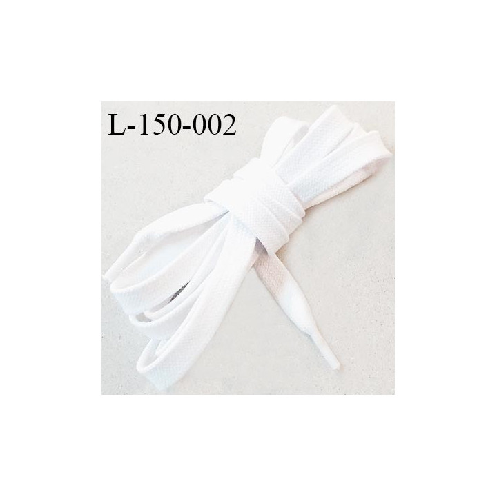 Lacet plat 155 cm couleur blanc largeur 10 mm longueur 155 cm embout gainé prix pour une paire
