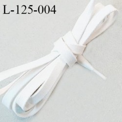 Lacet plat 125 cm couleur blanc ciré largeur 7 mm longueur 125 cm embout gainé prix pour une paire