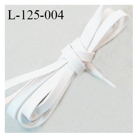 Lacet plat 125 cm couleur blanc ciré largeur 7 mm longueur 125 cm embout gainé prix pour une paire