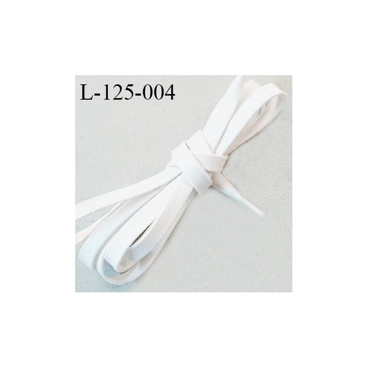 Lacet plat 125 cm couleur blanc ciré largeur 7 mm longueur 125 cm embout gainé prix pour une paire
