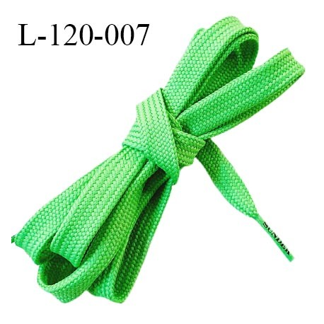 Lacet plat 120 cm couleur vert fluo largeur 1 cm longueur 120 cm embout gainé inscription SUNDEK prix pour une paire