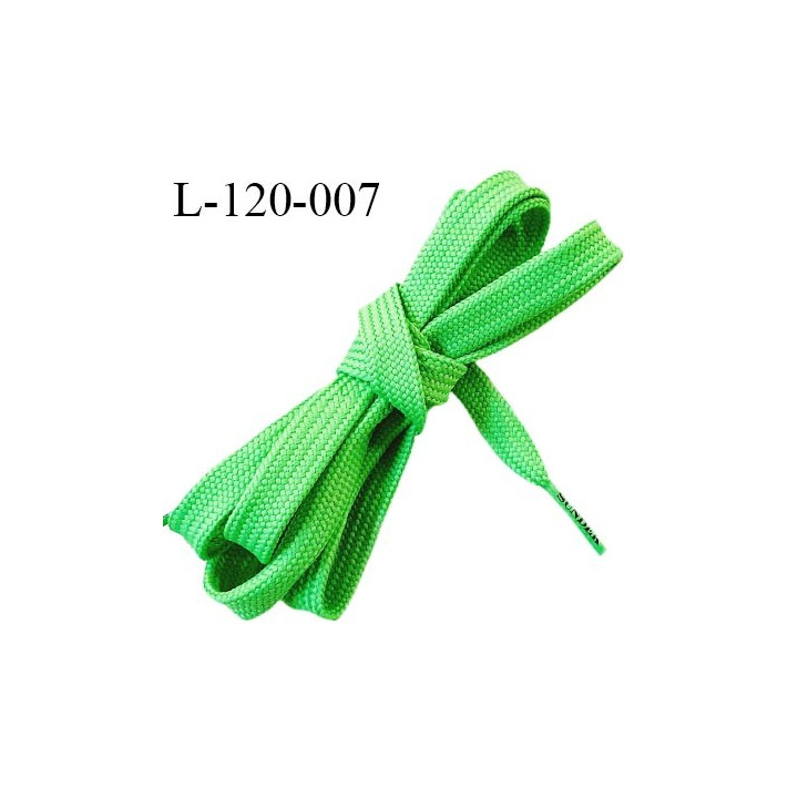 Lacet plat  120 cm couleur vert fluo largeur 1 cm  longueur 120 cm embout gainé inscription SUNDEK prix pour une paire