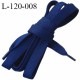 Lacet plat 120 cm couleur bleu marine largeur 1 cm longueur 120 cm embout gainé prix pour une paire