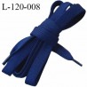 Lacet plat  120 cm couleur bleu marine largeur 1 cm  longueur 120 cm embout gainé prix pour une paire