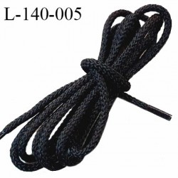 Lacet rond 140 cm couleur noir diamètre 4 mm longueur 140 cm embout gainé prix pour une paire