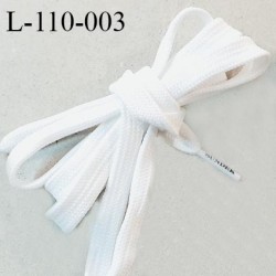 Lacet plat 110 cm couleur blanc largeur 1 cm longueur 110 cm embout gainé avec inscription SUNDEK prix pour une paire