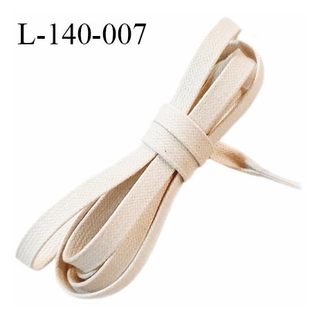 Lacet plat 140 cm couleur beige ciré largeur 8 mm longueur 140 cm embout gainé prix pour une paire