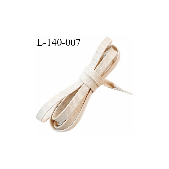 Lacet plat 140 cm couleur beige ciré largeur 8 mm longueur 140 cm embout gainé prix pour une paire
