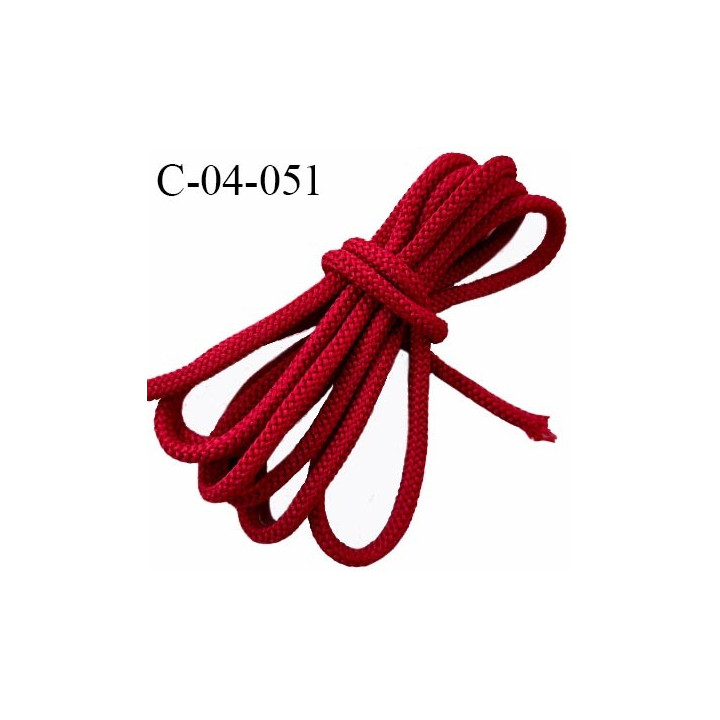 Cordon 4 mm très solide couleur rouge diamètre 4 mm prix au mètre