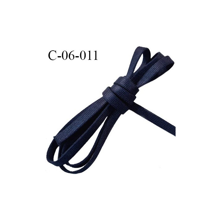 Cordon plat lacet 6 mm très solide couleur bleu marine largeur 6 mm prix au mètre