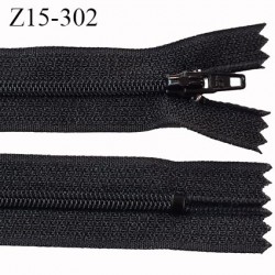 Fermeture zip 15 cm couleur anthracite foncé non séparable largeur 2.5 cm glissière nylon 4 mm longueur 15 cm prix à l'unité