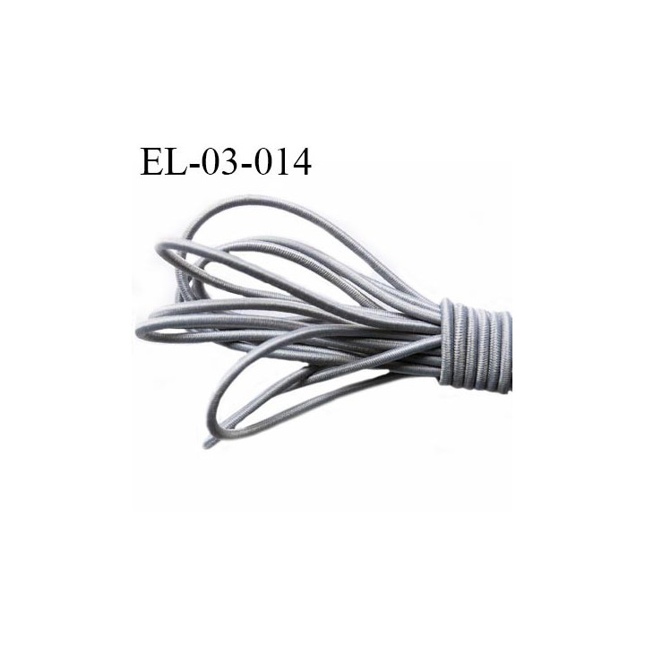 Elastique cordon 3 mm couleur gris diamètre 3 mm prix au mètre
