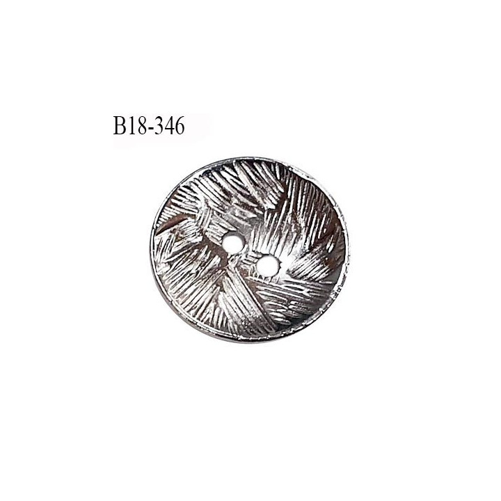 Bouton 18 mm en métal couleur acier chromé chrome 2 trous diamètre 18 mm épaisseur 2 mm prix à l'unité
