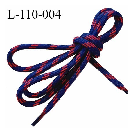 Lacet rond 110 cm couleur bleu et rouge diamètre 5.5 mm longueur 110 cm embout gainé prix pour une paire