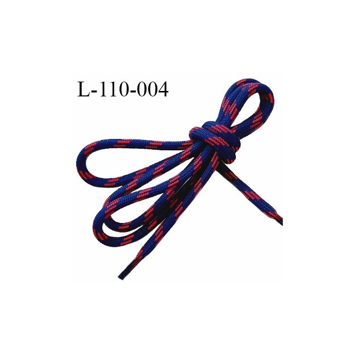 Lacet rond 110 cm couleur bleu et rouge diamètre 5.5 mm longueur 110 cm embout gainé prix pour une paire