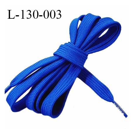 Lacet plat 130 cm couleur bleu largeur 10 mm longueur 130 cm embout gainé prix pour une paire