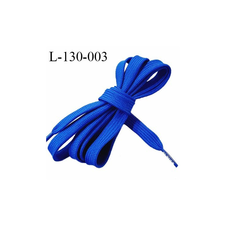 Lacet plat 130 cm couleur bleu largeur 10 mm longueur 130 cm embout gainé prix pour une paire