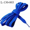 Lacet plat 130 cm couleur bleu largeur 10 mm longueur 130 cm embout gainé prix pour une paire