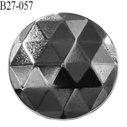 Bouton 27 mm métal acier brllant a facette trinangle acroche avec un anneau diamètre 28 mm