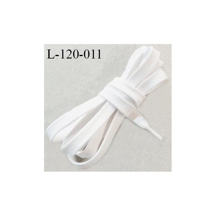 Lacet plat  120 cm couleur blanc largeur 9 mm  longueur 120 cm embout gainé prix pour une paire
