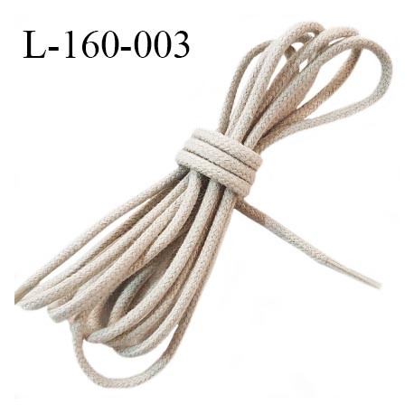 Lacet rond 160 cm couleur beige diamètre 3 mm longueur 160 cm embout gainé prix pour une paire