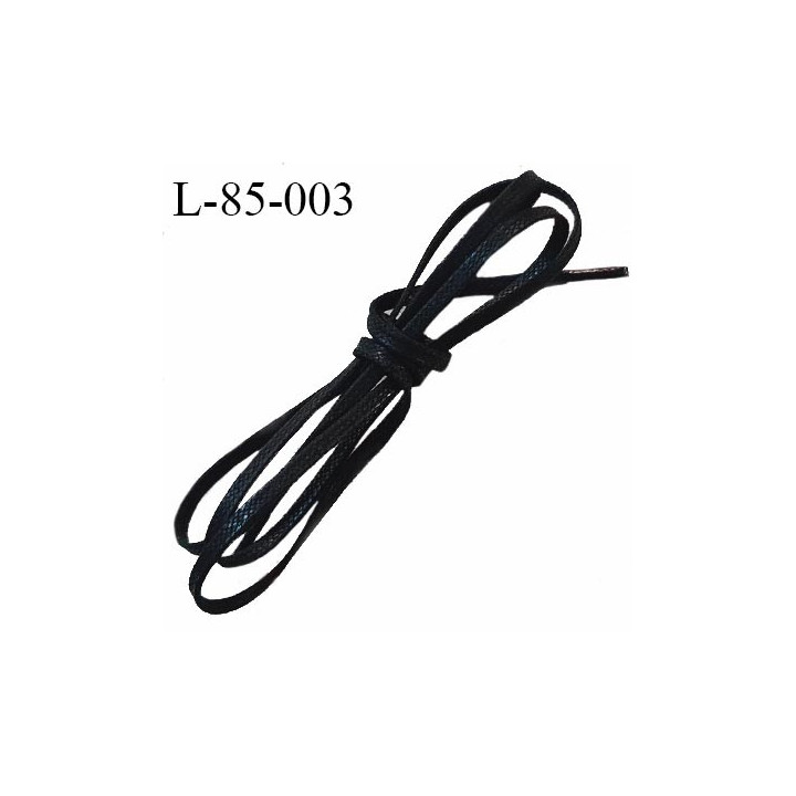 Lacet plat 85 cm couleur noir ciré largeur 3 mm longueur 85 cm embout gainé prix pour une paire