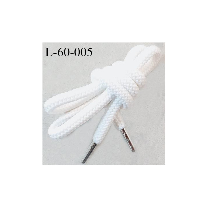 Lacet rond 60 cm couleur blanc diamètre 7 mm longueur 60 cm embout métal prix pour une paire