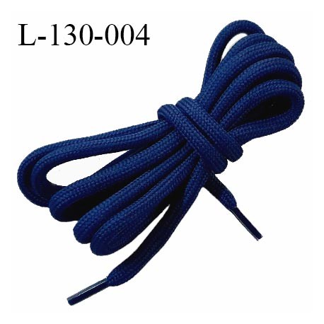 Lacet rond 130 cm couleur bleu marine diamètre 5 mm longueur 130 cm embout gainé prix pour une paire