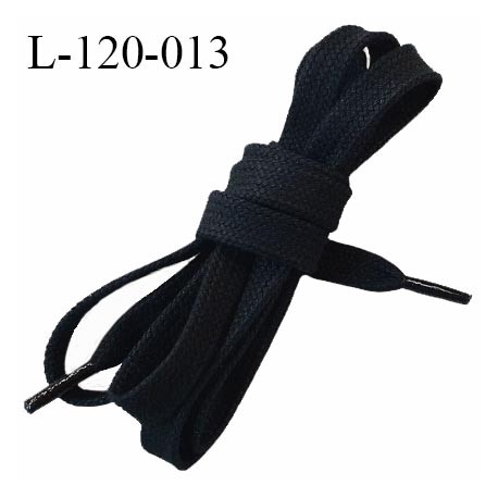 Lacet plat 120 cm couleur noir largeur 9 mm longueur 120 cm embout gainé prix pour une paire