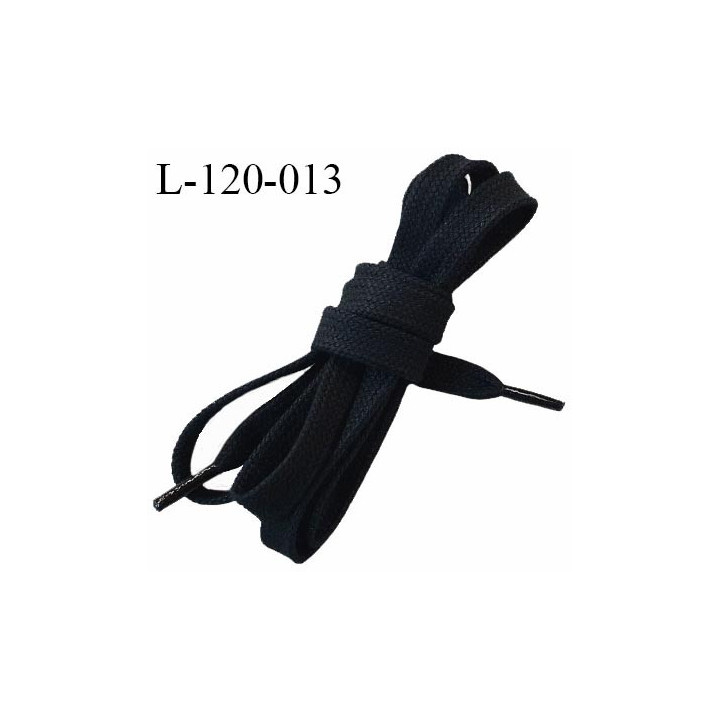 Lacet plat 120 cm couleur noir largeur 9 mm  longueur 120 cm embout gainé prix pour une paire
