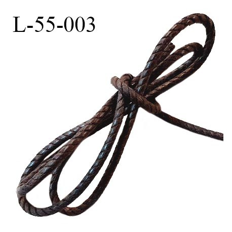 Lacette ronde torsadé ciré 55 cm couleur marron diamètre 2.5 mm longueur 55 cm prix pour une paire