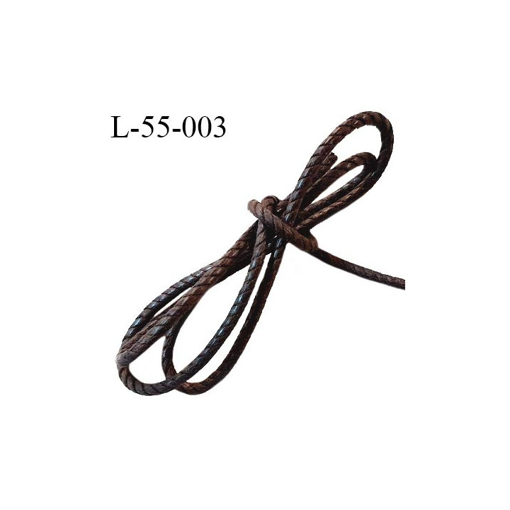 Lacette ronde torsadé ciré 55 cm couleur marron diamètre 2.5 mm longueur 55 cm prix pour une paire