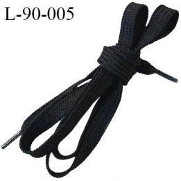 Lacet plat 90 cm couleur noir largeur 9 mm  longueur 90 cm embout gainé prix pour une paire