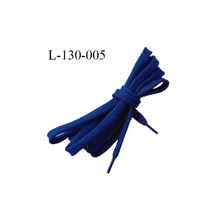 Lacet plat 130 cm couleur bleu marine diamètre 7 mm longueur 130 cm embout gainé prix pour une paire