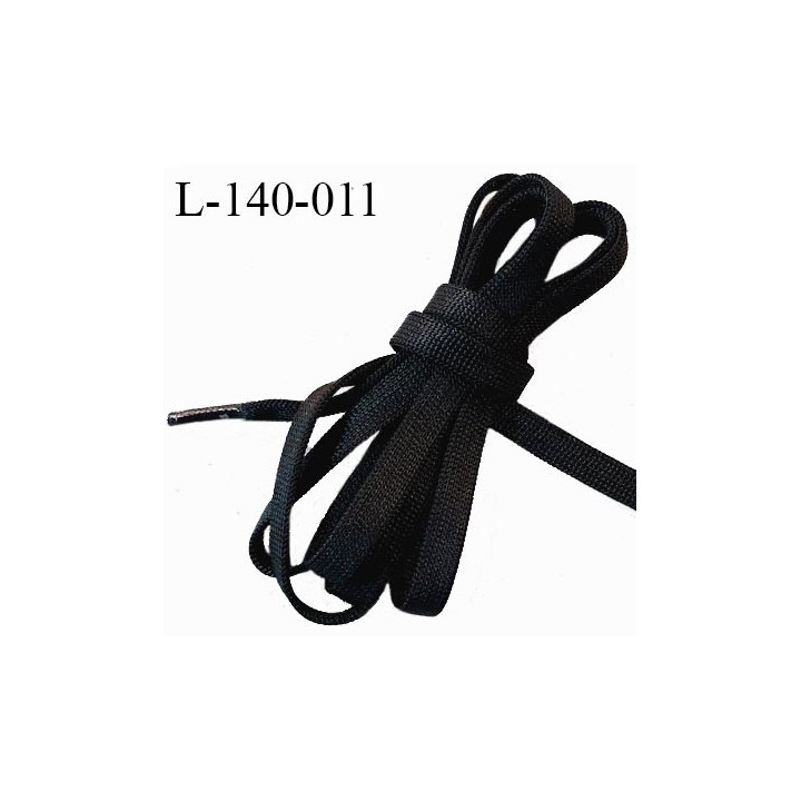 Lacet plat 140 cm couleur noir largeur 7.5 mm longueur 140 cm embout gainé prix pour une paire