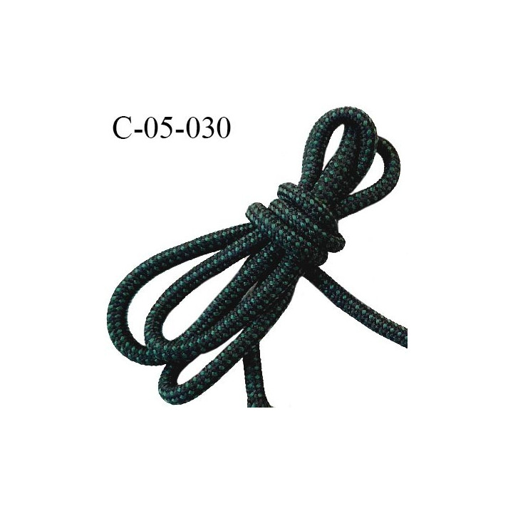 Cordon 5 mm très solide couleur vert et noir diamètre 5 mm prix au mètre
