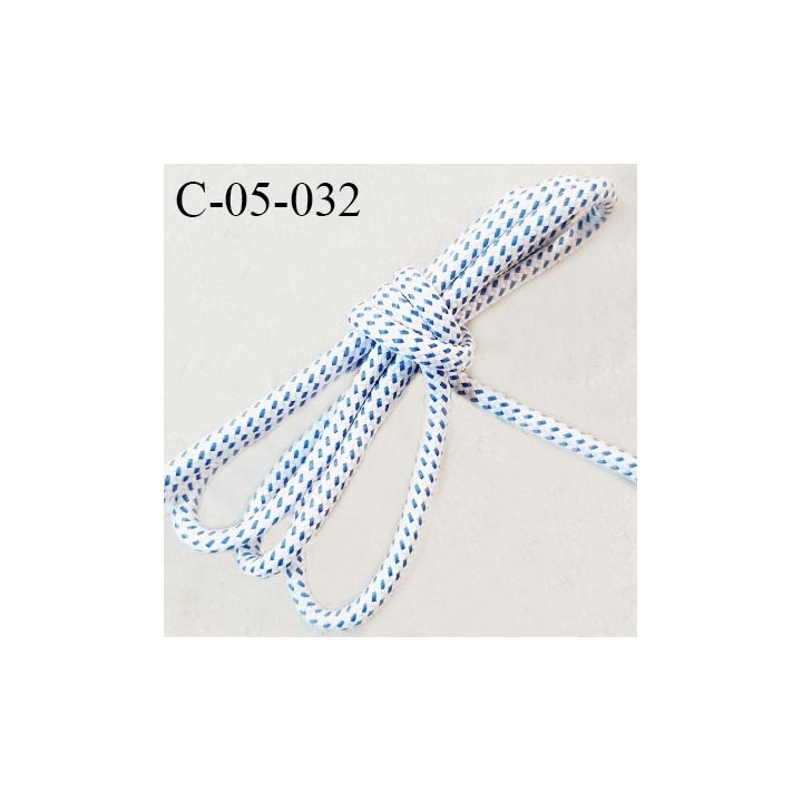 Cordon 5 mm très solide couleur blanc et bleu diamètre 5 mm prix au mètre