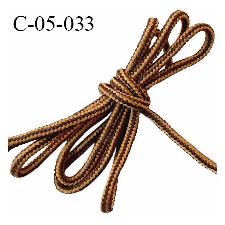 Cordon 5 mm très solide couleur marron et caramel diamètre 5 mm prix au mètre