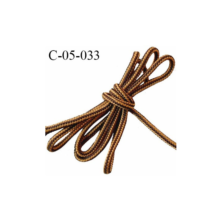Cordon 5 mm très solide couleur marron et caramel diamètre 5 mm prix au mètre